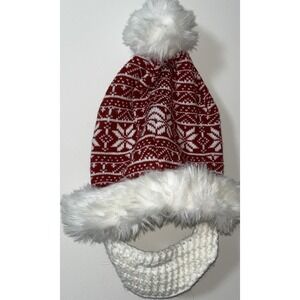 Mens Santa Beard Hat Georges Clothing UK Removable Red White Holiday Festivities